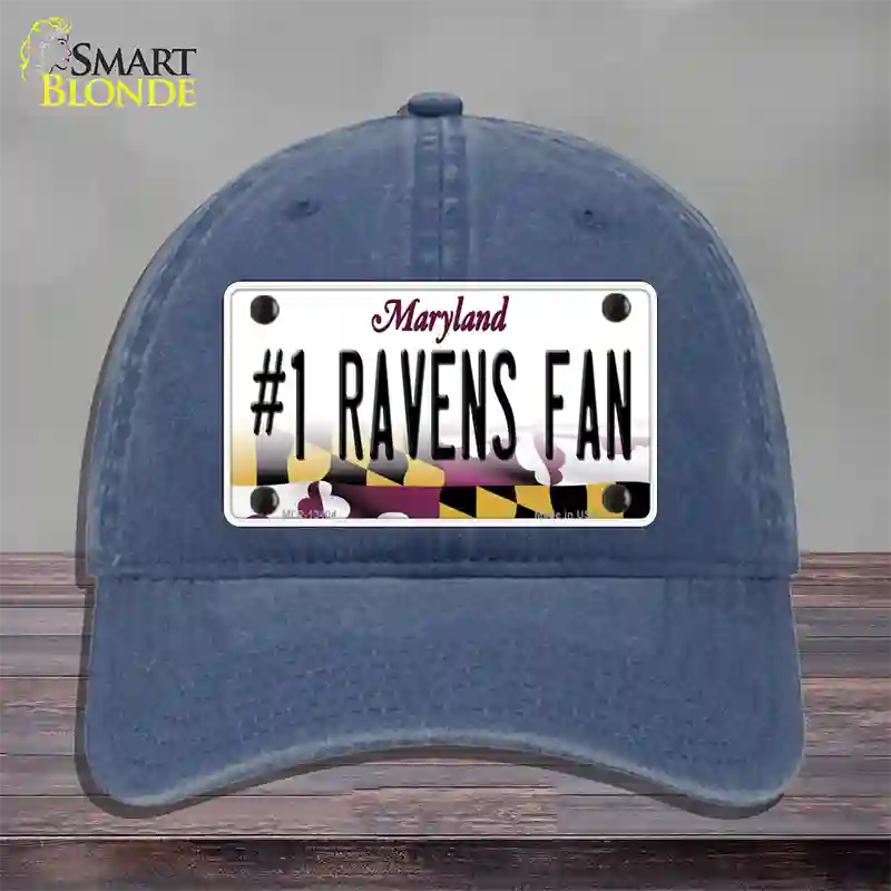 Number 1 Ravens Fan Novelty License Plate Hat Tag Unconstructed Cotton / Navy