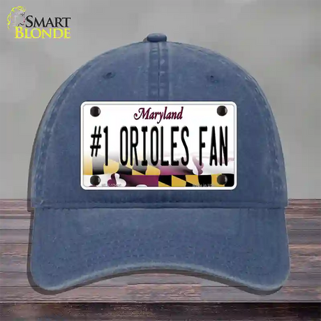 Number 1 Orioles Fan Novelty License Plate Hat Tag Unconstructed Cotton / Navy