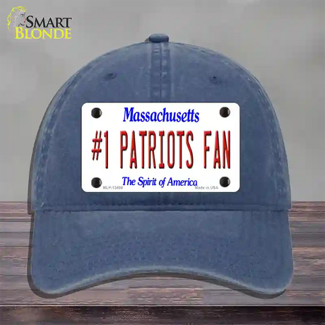 Number 1 Patriots Fan Novelty License Plate Hat Tag Unconstructed Cotton / Navy