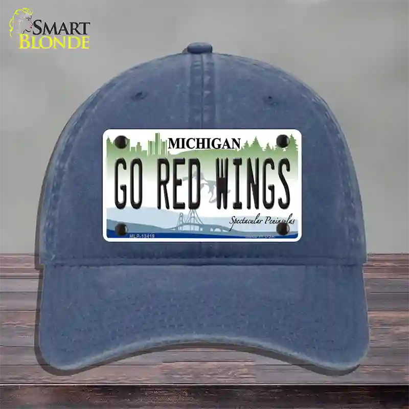 Go Red Wings Novelty License Plate Hat Tag Unconstructed Cotton / Navy