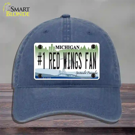 Number 1 Red Wings Fan Novelty License Plate Hat Tag Unconstructed Cotton / Navy