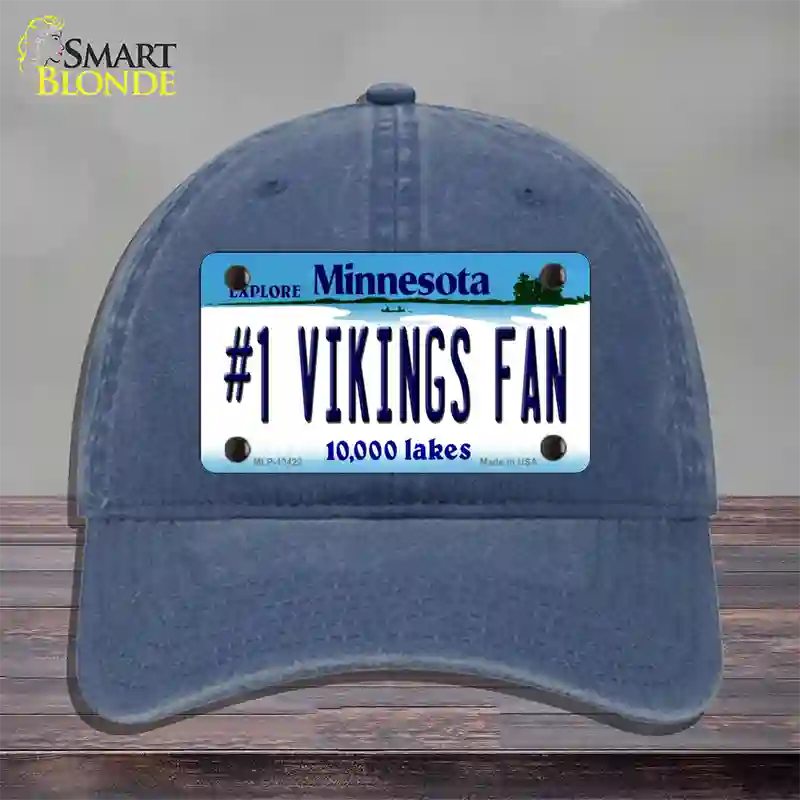 Number 1 Vikings Fan Novelty License Plate Hat Tag Unconstructed Cotton / Navy