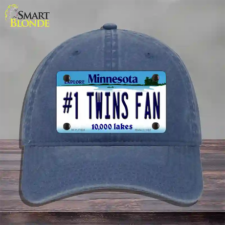 Number 1 Twins Fan Novelty License Plate Hat Tag Unconstructed Cotton / Navy