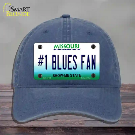 Number 1 Blues Fan Novelty License Plate Hat Tag Unconstructed Cotton / Navy