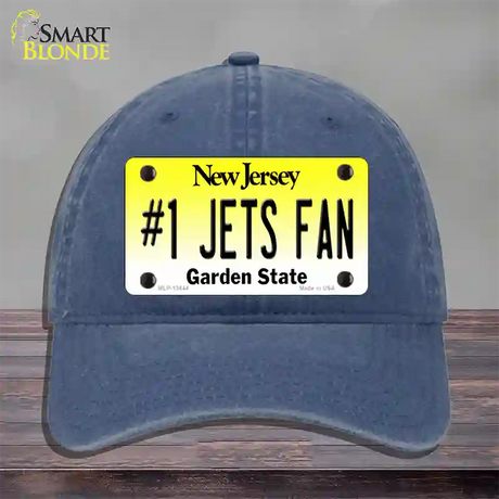 Number 1 Jets Fan Novelty License Plate Hat Tag Unconstructed Cotton / Navy