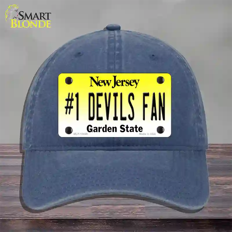 Number 1 Devils Fan Novelty License Plate Hat Tag Unconstructed Cotton / Navy