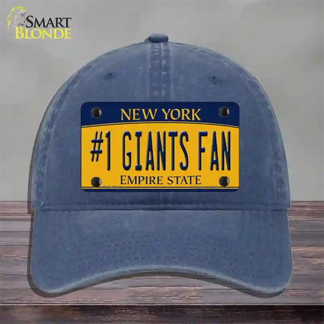 Number 1 Giants Fan New York Novelty License Plate Hat Tag Unconstructed Cotton / Navy