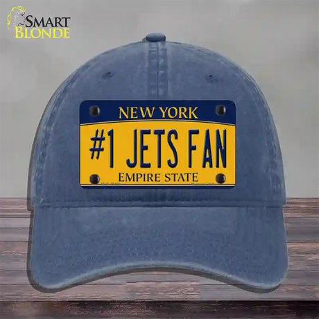 Number 1 Jets Fan New York Novelty License Plate Hat Tag Unconstructed Cotton / Navy