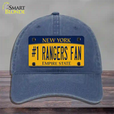 Number 1 Rangers Fan Novelty License Plate Hat Tag Unconstructed Cotton / Navy