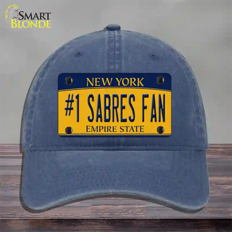 Number 1 Sabres Fan Novelty License Plate Hat Tag Unconstructed Cotton / Navy