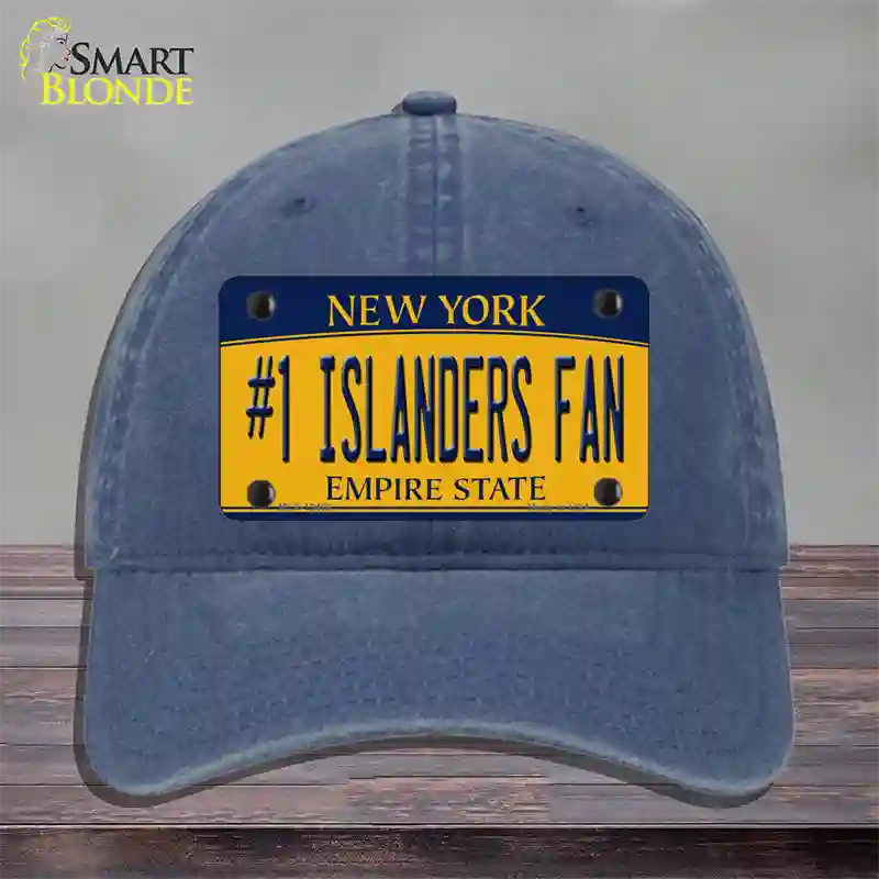 Number 1 Islanders Fan Novelty License Plate Hat Tag Unconstructed Cotton / Navy