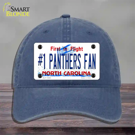 Number 1 Panthers Fan NC Novelty License Plate Hat Tag Unconstructed Cotton / Navy