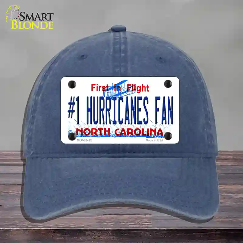 Number 1 Hurricanes Fan Novelty License Plate Hat Tag Unconstructed Cotton / Navy