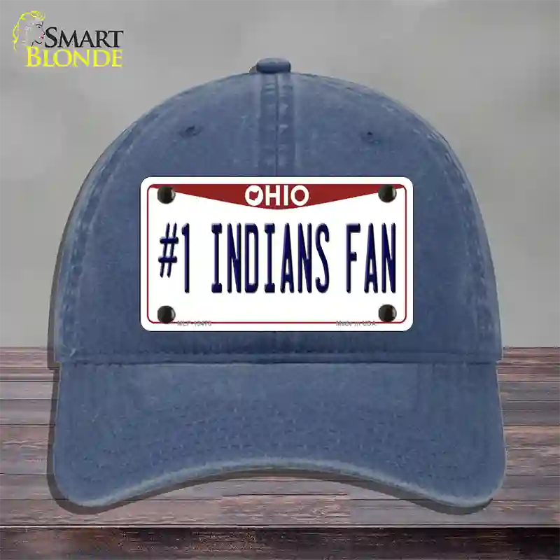 Number 1 Indians Fan Novelty License Plate Hat Tag Unconstructed Cotton / Navy