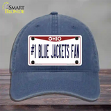 Number 1 Blue Jackets Fan Novelty License Plate Hat Tag Unconstructed Cotton / Navy