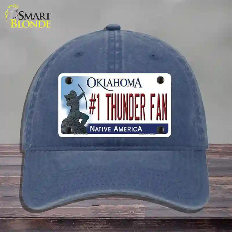 Number 1 Thunder Fan Novelty License Plate Hat Tag Unconstructed Cotton / Navy