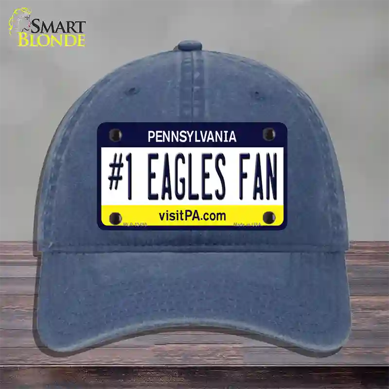 Number 1 Eagles Fan Novelty License Plate Hat Tag Unconstructed Cotton / Navy