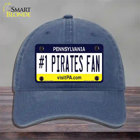 Number 1 Pirates Fan Novelty License Plate Hat Tag Unconstructed Cotton / Navy