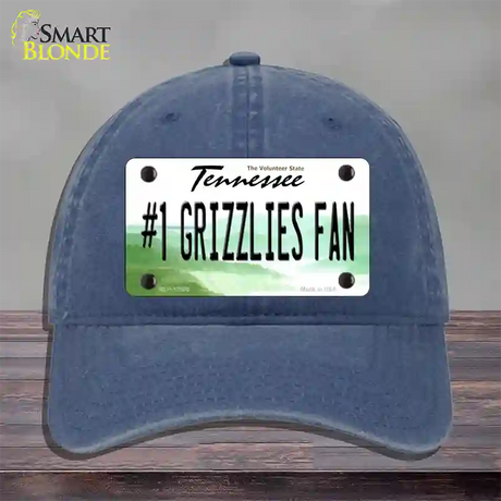 Number 1 Grizzlies Fan Novelty License Plate Hat Tag Unconstructed Cotton / Navy