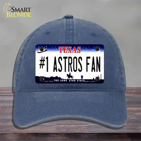 Number 1 Astros Fan Novelty License Plate Hat Tag Unconstructed Cotton / Navy