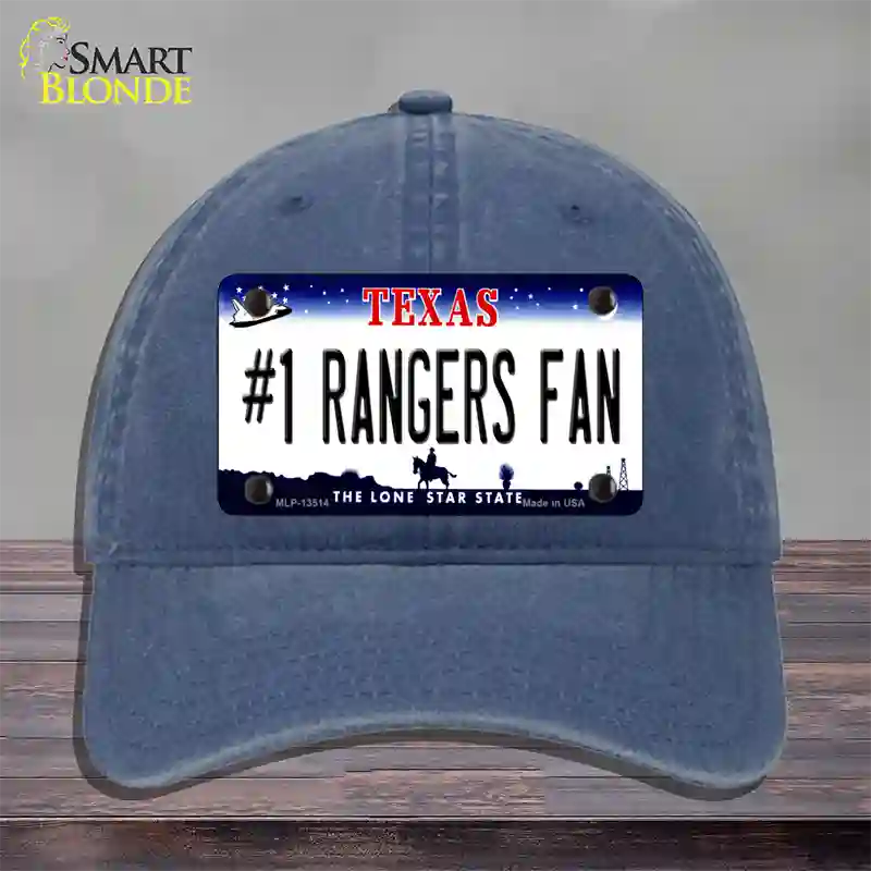 Number 1 Rangers Fan Texas Novelty License Plate Hat Tag Unconstructed Cotton / Navy