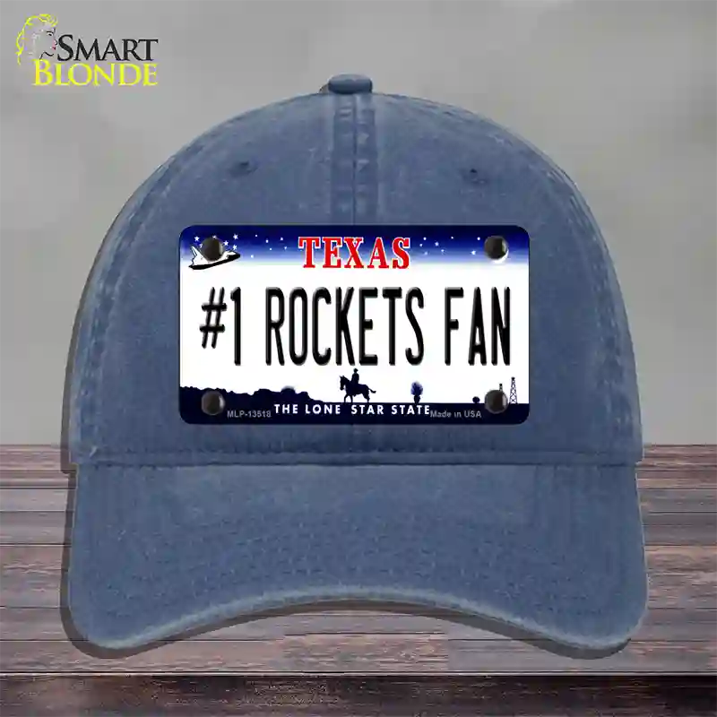 Number 1 Rockets Fan Novelty License Plate Hat Tag Unconstructed Cotton / Navy