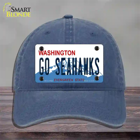 Go Seahawks Novelty License Plate Hat Tag Unconstructed Cotton / Navy