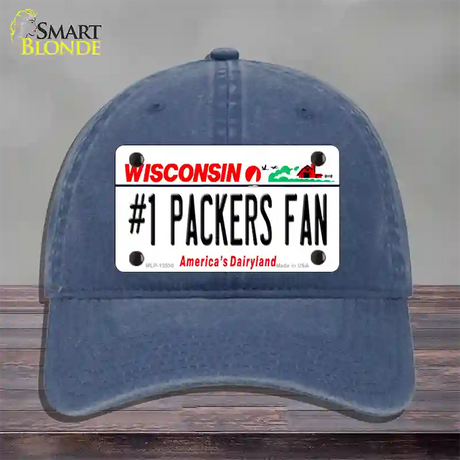 Number 1 Packers Fan Novelty License Plate Hat Tag Unconstructed Cotton / Navy