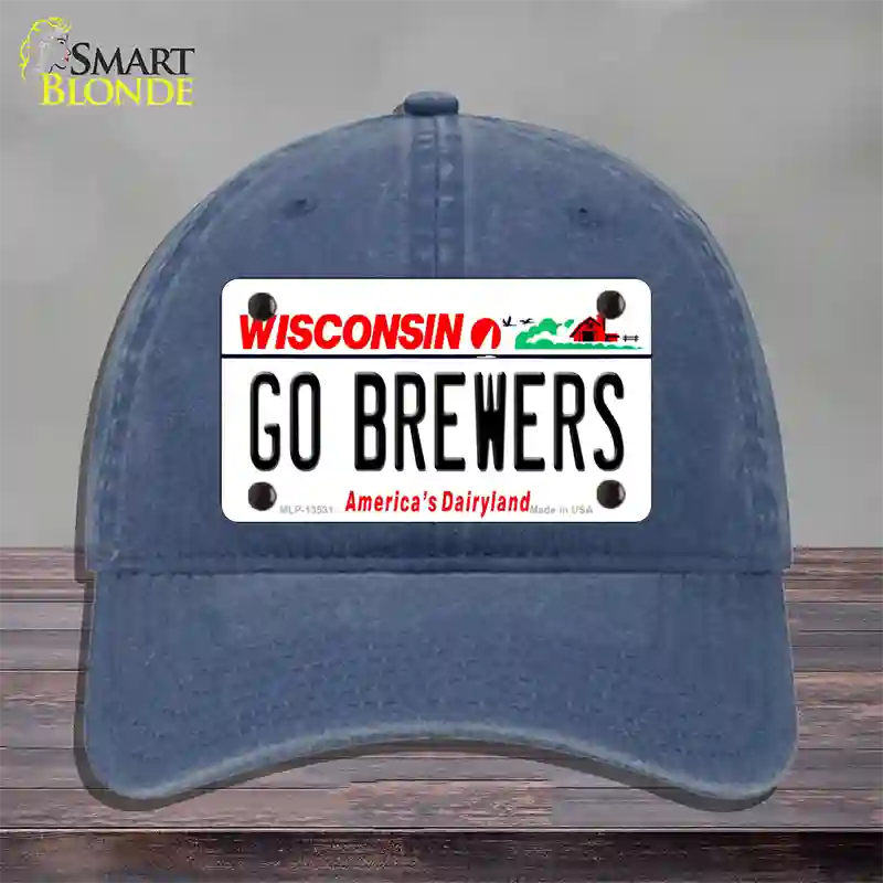 Go Brewers Novelty License Plate Hat Tag Unconstructed Cotton / Navy