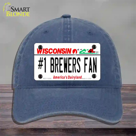 Number 1 Brewers Fan Novelty License Plate Hat Tag Unconstructed Cotton / Navy