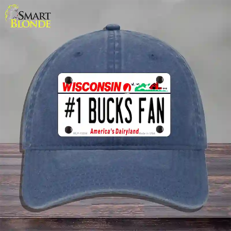 Number 1 Bucks Fan Novelty License Plate Hat Tag Unconstructed Cotton / Navy