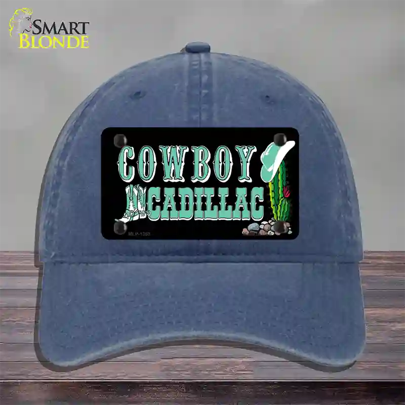 Cowboy Cadillac Novelty License Plate Hat Unconstructed Cotton / Navy