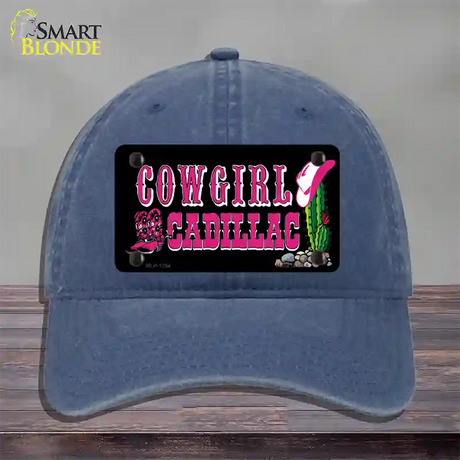 Cowgirl Cadillac Novelty License Plate Hat Unconstructed Cotton / Navy