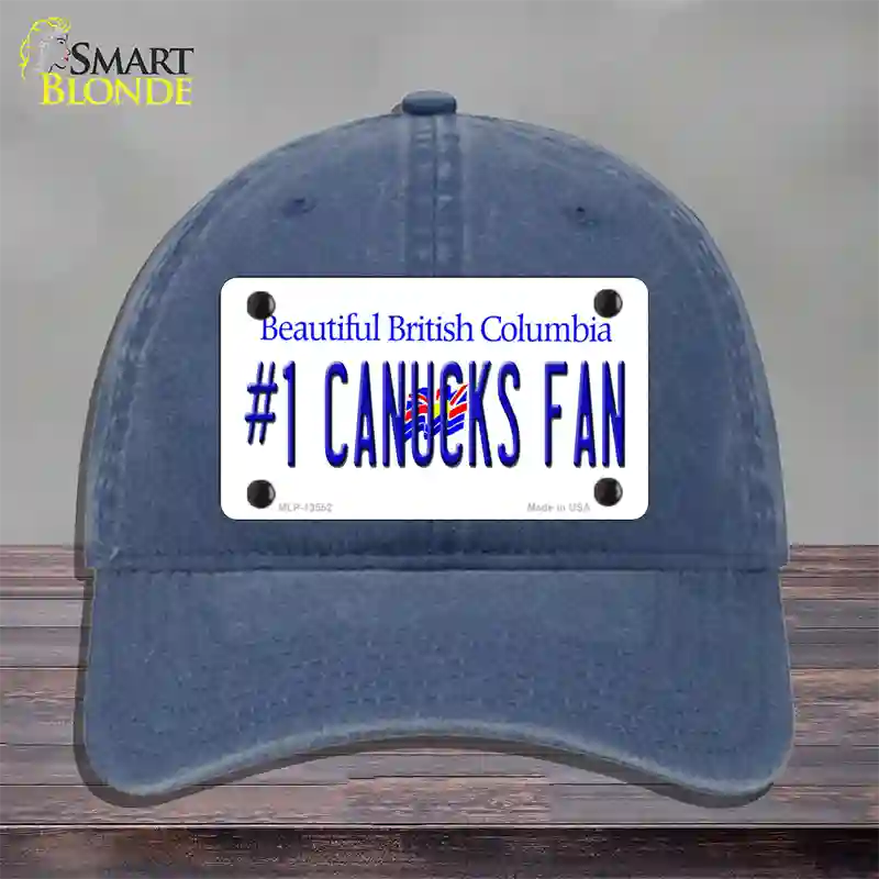 Number 1 Canucks Fan Novelty License Plate Hat Tag Unconstructed Cotton / Navy