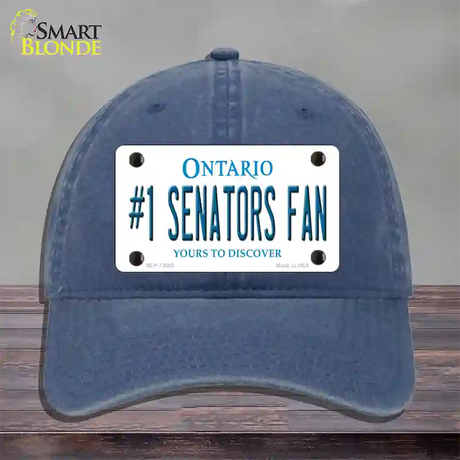 Number 1 Senators Fan Novelty License Plate Hat Tag Unconstructed Cotton / Navy