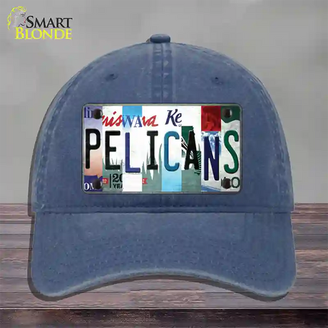 Pelicans Strip Art Novelty License Plate Hat Tag Unconstructed Cotton / Navy