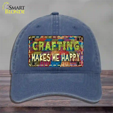 Crafting Makes Me Happy Novelty License Plate Hat Tag Unconstructed Cotton / Navy