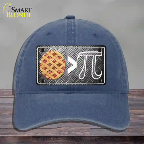 Pie Greater Than Pi Novelty License Plate Hat Tag Unconstructed Cotton / Navy