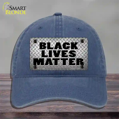 Black Lives Matter Diamond Plate Novelty License Plate Hat Tag Unconstructed Cotton / Navy