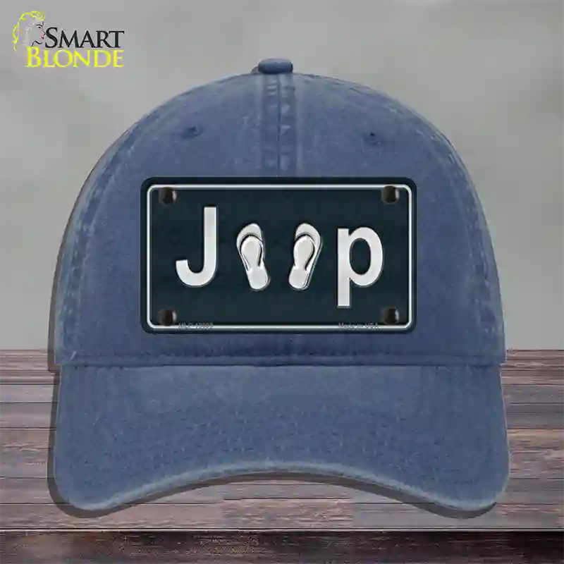 J**P Flipflop Novelty License Plate Hat Tag Unconstructed Cotton / Navy