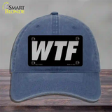 WTF Black Novelty License Plate Hat Tag Unconstructed Cotton / Navy