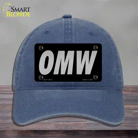 OMW Black Novelty License Plate Hat Tag Unconstructed Cotton / Navy