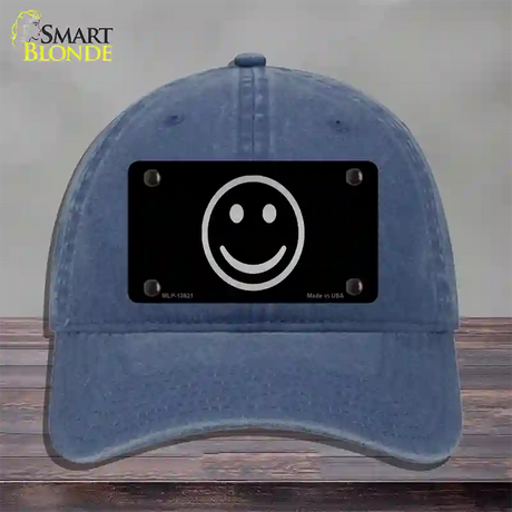 Smiley Black Novelty License Plate Hat Tag Unconstructed Cotton / Navy