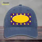 Yellow Purple Polka Dot Center Oval Novelty License Plate Hat Unconstructed Cotton / Navy