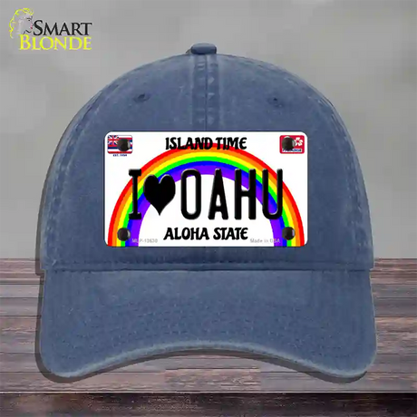 I Heart Oahu Novelty License Plate Hat Tag Unconstructed Cotton / Navy