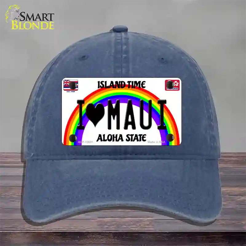 I Heart Maui Novelty License Plate Hat Tag Unconstructed Cotton / Navy