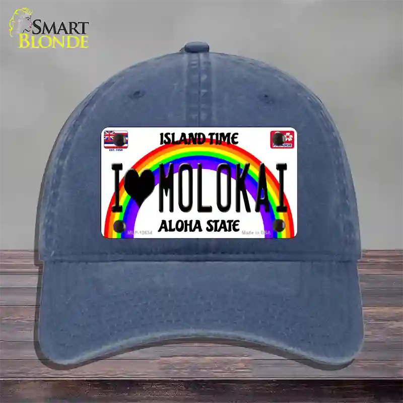 I Heart Molokai Novelty License Plate Hat Tag Unconstructed Cotton / Navy