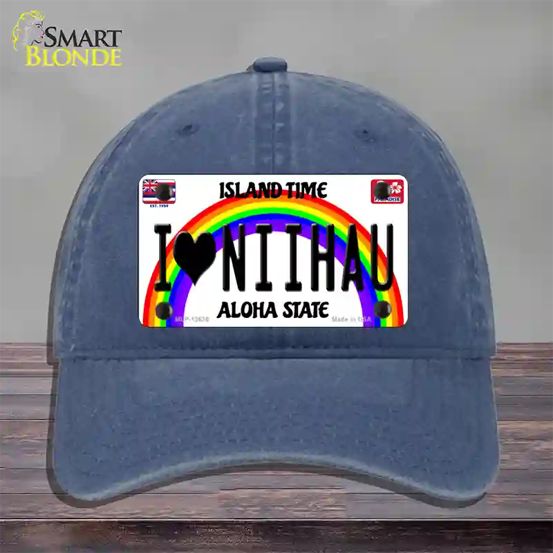 I Heart Niihau Novelty License Plate Hat Tag Unconstructed Cotton / Navy