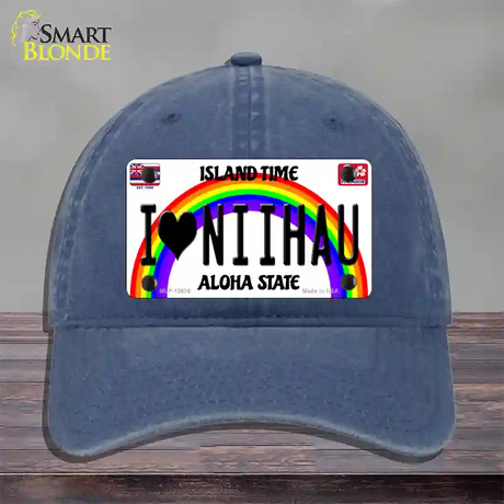 I Heart Niihau Novelty License Plate Hat Tag Unconstructed Cotton / Navy