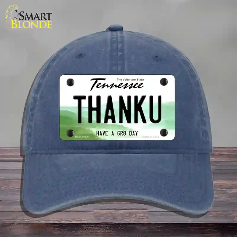 Thank You Novelty License Plate Hat Tag Unconstructed Cotton / Navy